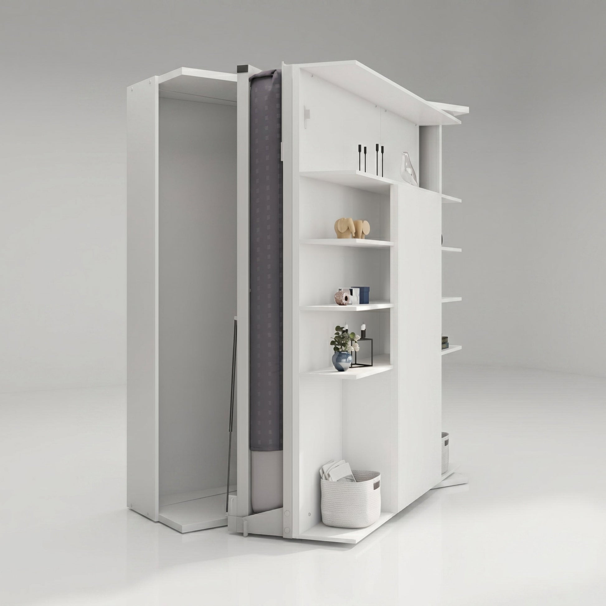 LMG Rotating Murphy Bed with Sliding Table | Bianco Cera - White