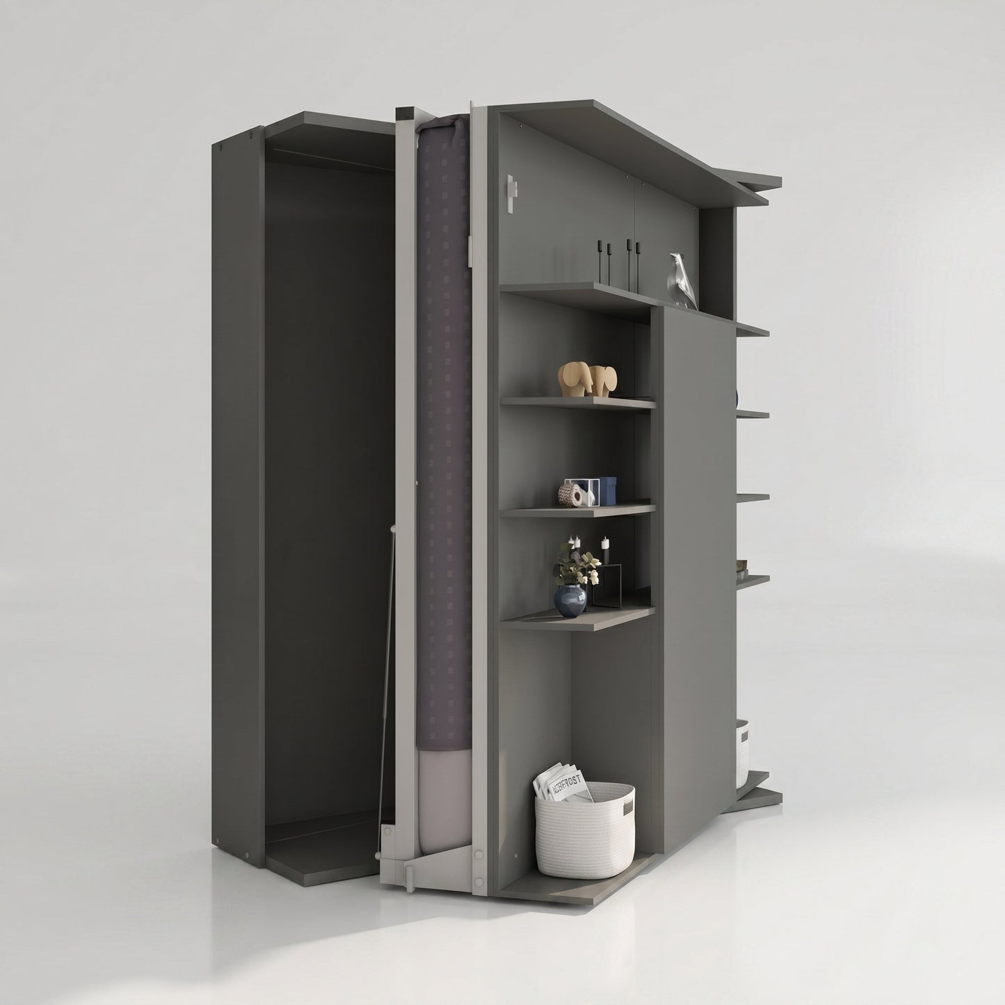 LMG Rotating Murphy Bed with Sliding Table | Grigio Scuro
