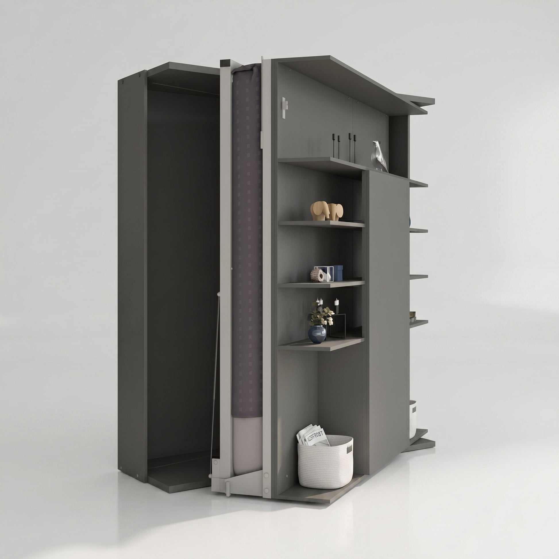 LMG Rotating Murphy Bed with Sliding Table | Grigio Scuro