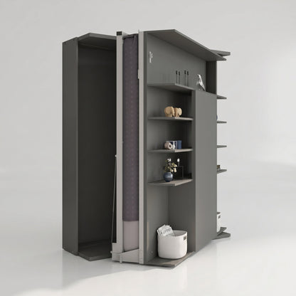 LMG Rotating Murphy Bed with Sliding Table | Grigio Scuro