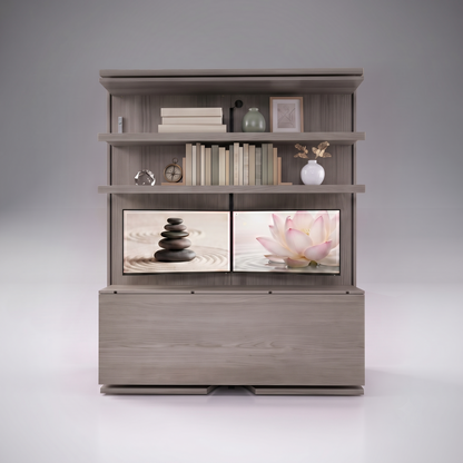 LMG HZT Rotating Murphy Bed Monitors and Desk - Expand Furniture | Eucalipto Chiaro