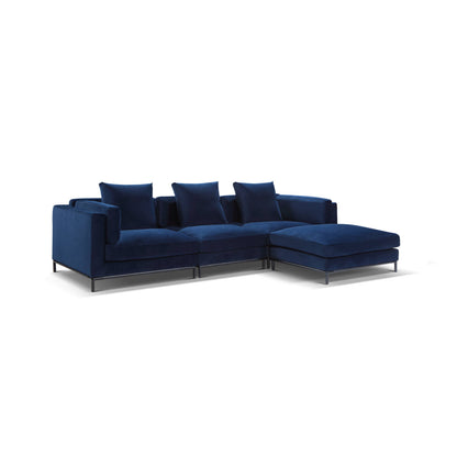 Large Modular sectional sofa with reversible chaise in Navy blue microfiber - Migliore