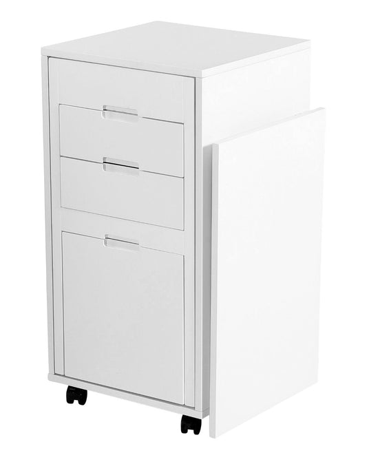 Ludovico micro office hidden chair and table in office cabinet - White matte