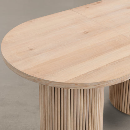 Rounded table corners and oak fluting details