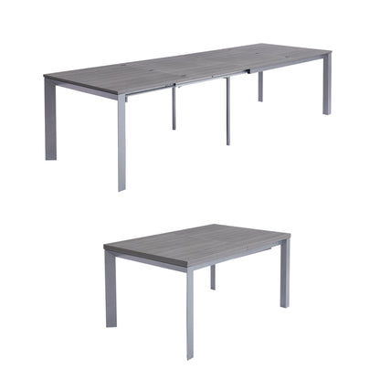 Mega abode large extending kitchen table in grey wood with metal silver legs