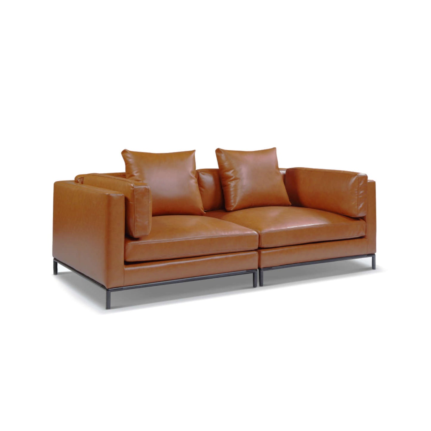 Mid century modern leather sofa for apartments - Migliore 100% leather