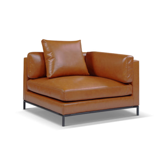 Migliore-corner-leather-sofa-seat Modular leather sofa in terracotta brown orange finish