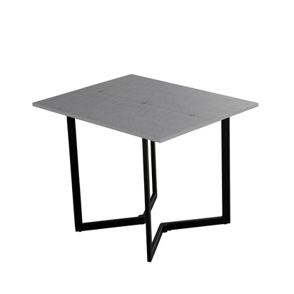 Mini Flip in concrete texture with black legs - console convertible table for apartments