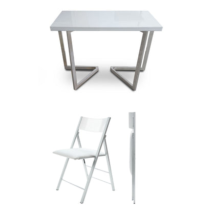 Mini Flip in white glass with 2 nano chairs - Transforming furniture bundle sale