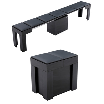 Mini Scatola black bench with storage inside extends to seat 5