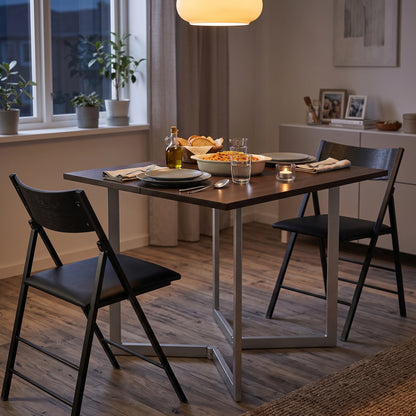 Flip table opened up with 2 chairs ready for dinner | Walnut