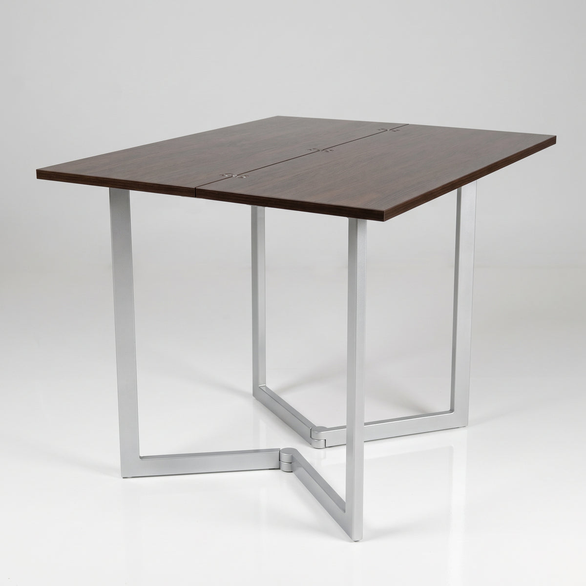 Mini console desk flipped open to double in size | Walnut