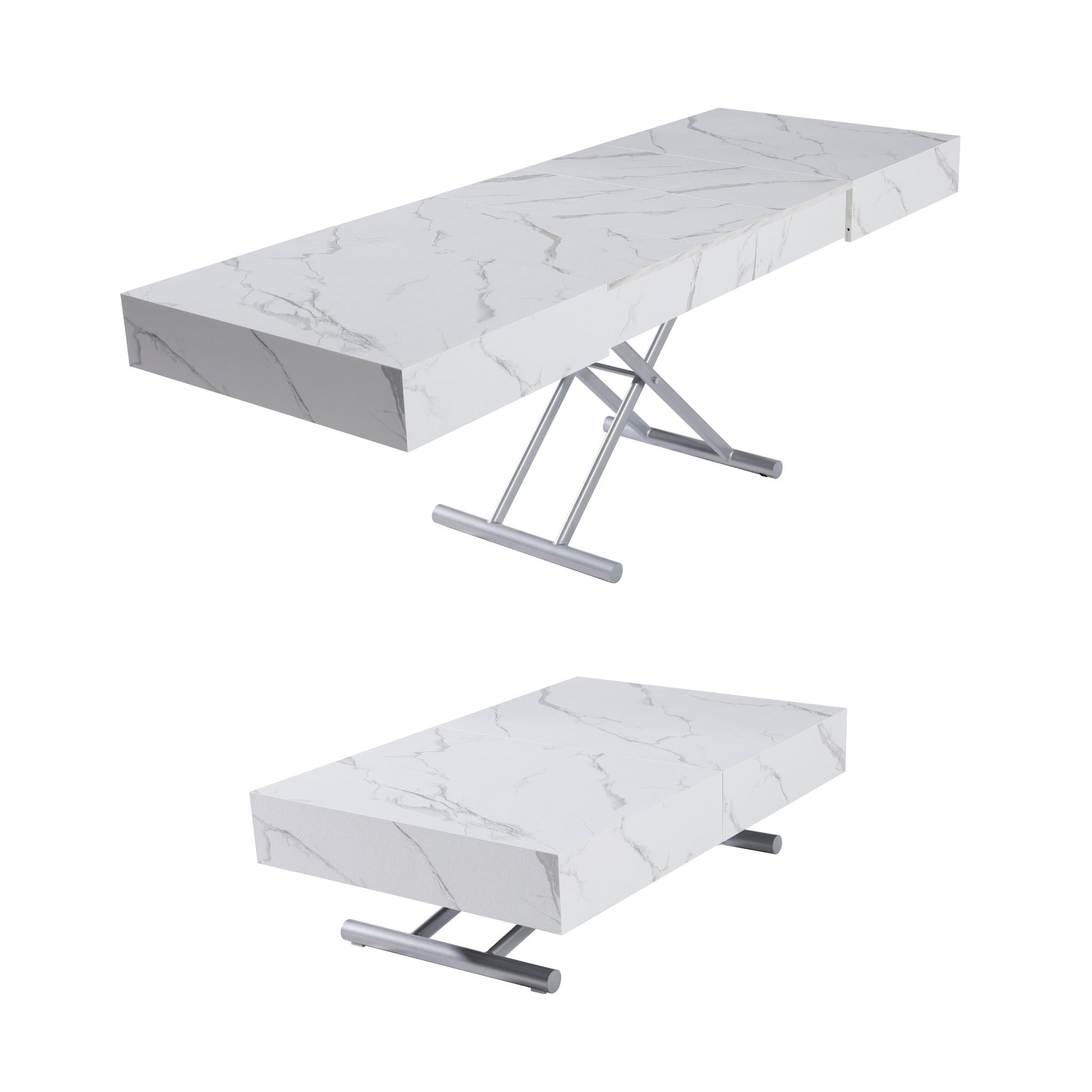 Motorized box coffee table in marble white