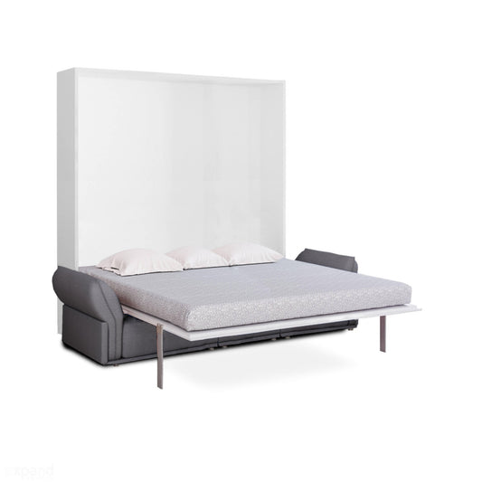 MurphySofa-King-Modular-Stratus-wide-grey-textured-sofa-wall-bed-open-in-glossy-white-king-size