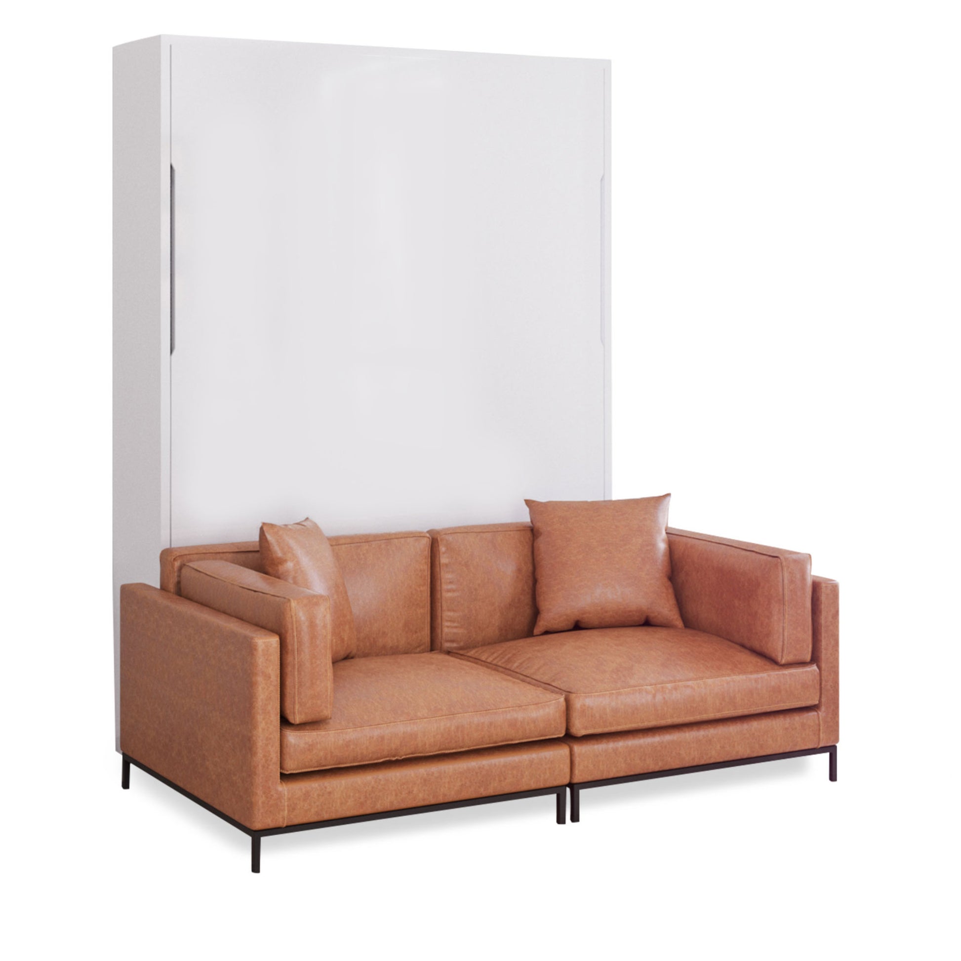 MurphySofa-Migliore-2-seat-sofa-system-in-leather-brown-with-matte-white-wall-bed