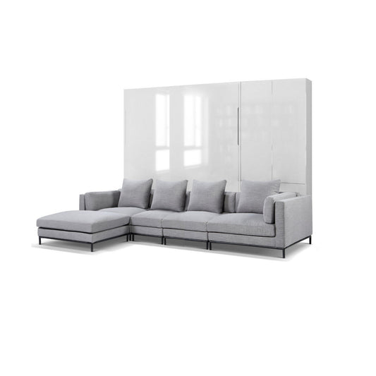 MurphySofa Migliore King Sectional - grey sectional sofa wall bed couch in white gloss | Glossy White | New Iron Grey
