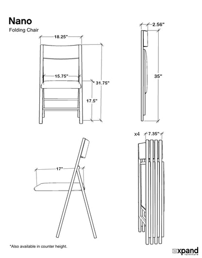 Nano chairs dimensions and stack of 4 chairs example