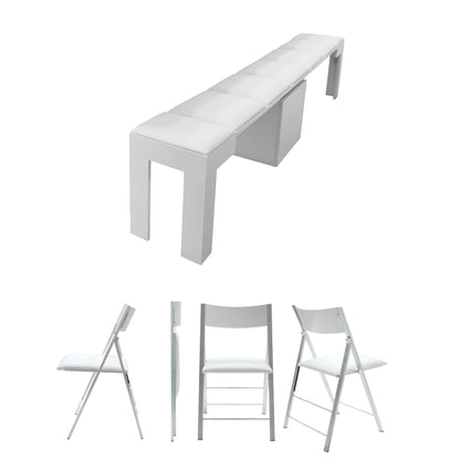 nano chairs and extending bench dining bundle add on in open form