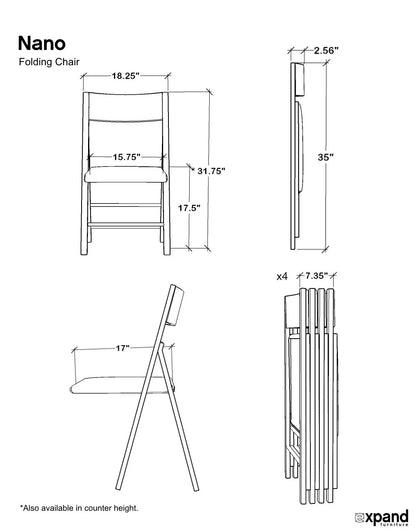 Nano Chairs Dimensions and stack of 4 chairs example | Universal