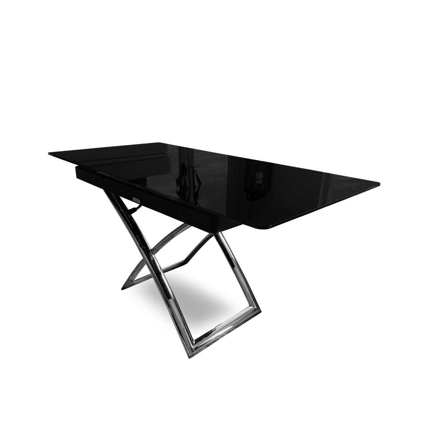 Obsidian black Glass expandable coffee dinner table