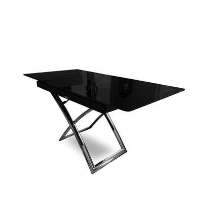 Obsidian black Glass expandable coffee dinner table