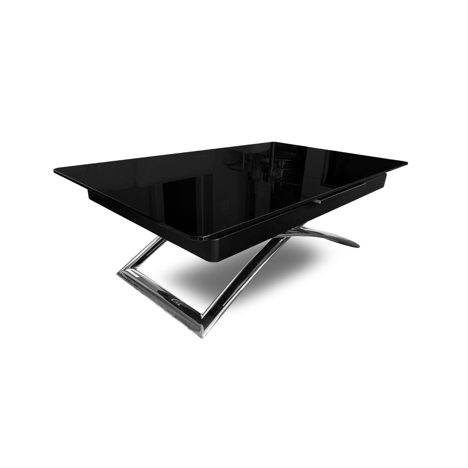 Obsidian black Glass height adjustable expanding table