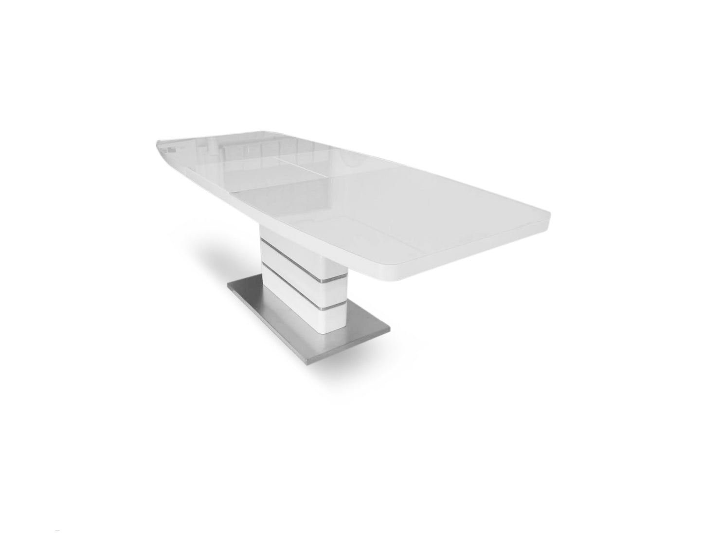 Opulent-extending-glass-dinner-table-with-thick-base-for-kitchen-or-apartment