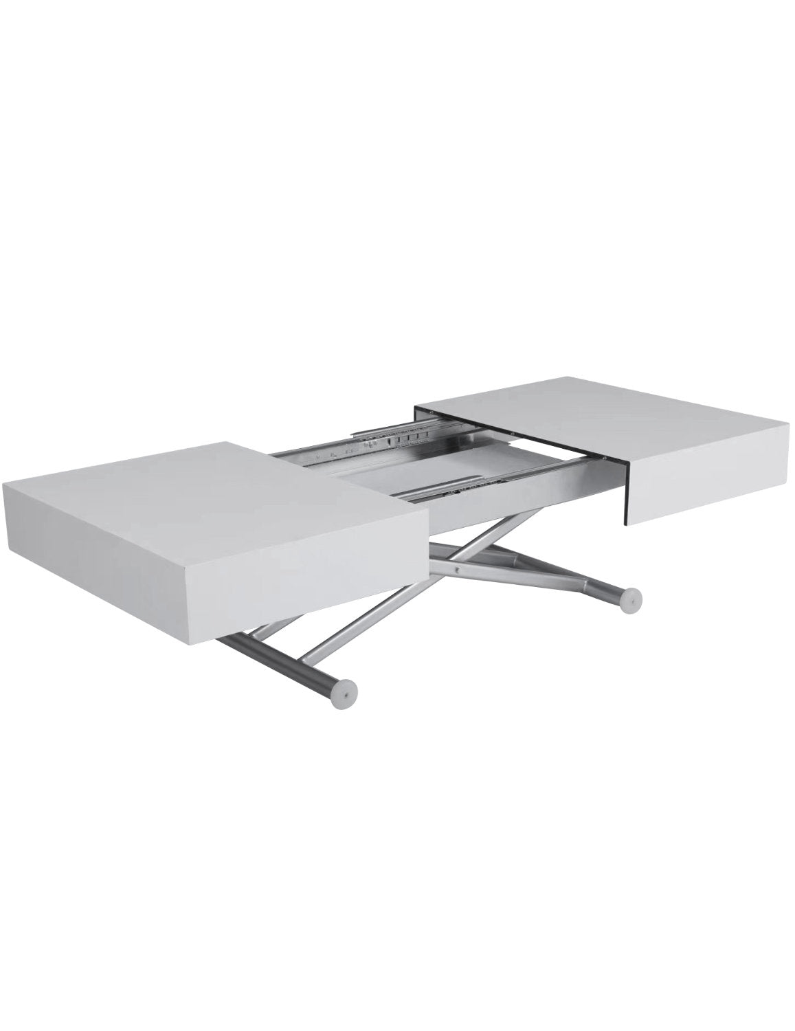 Outdoor box coffee table in flat white with silver legs - outdoor expanding coffee table