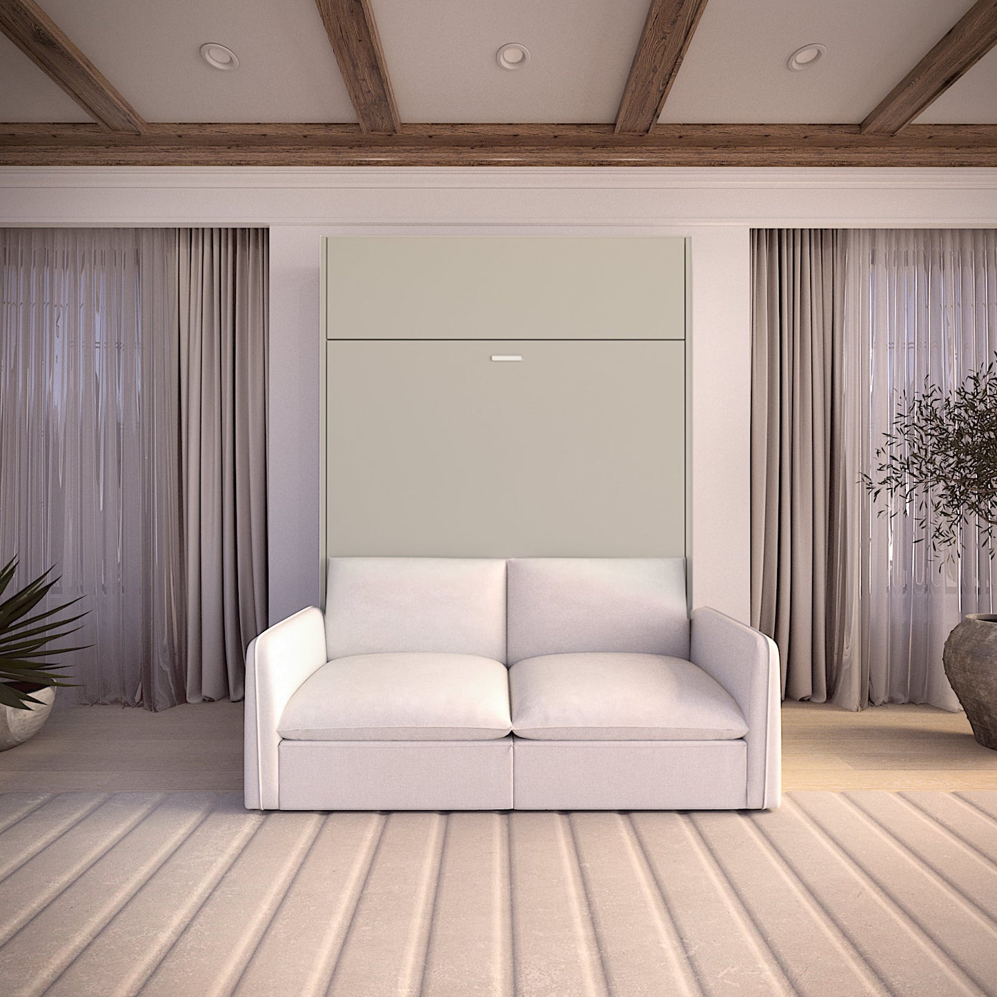 Panel Mosaic 2 seat murphy bed couch in Dune taupe