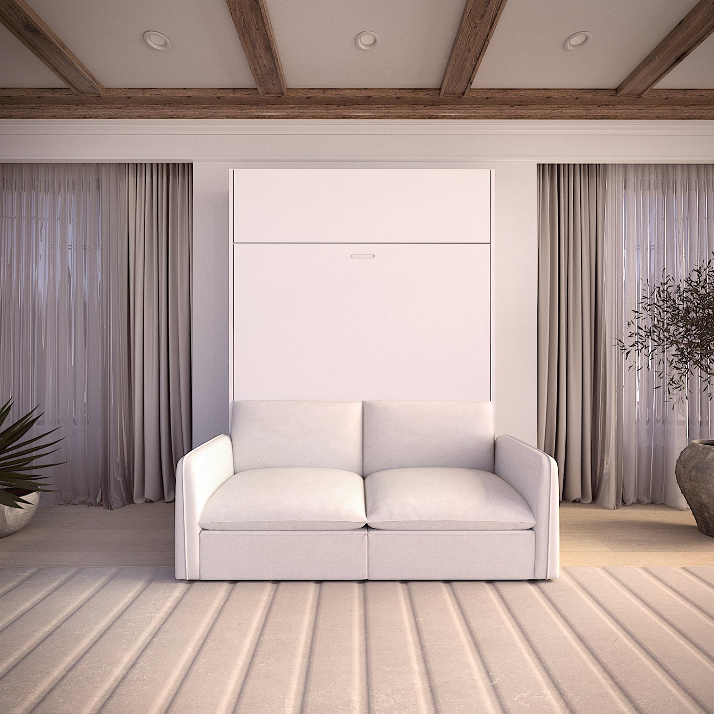 Panel Mosaic 2 seat murphy bed couch in white