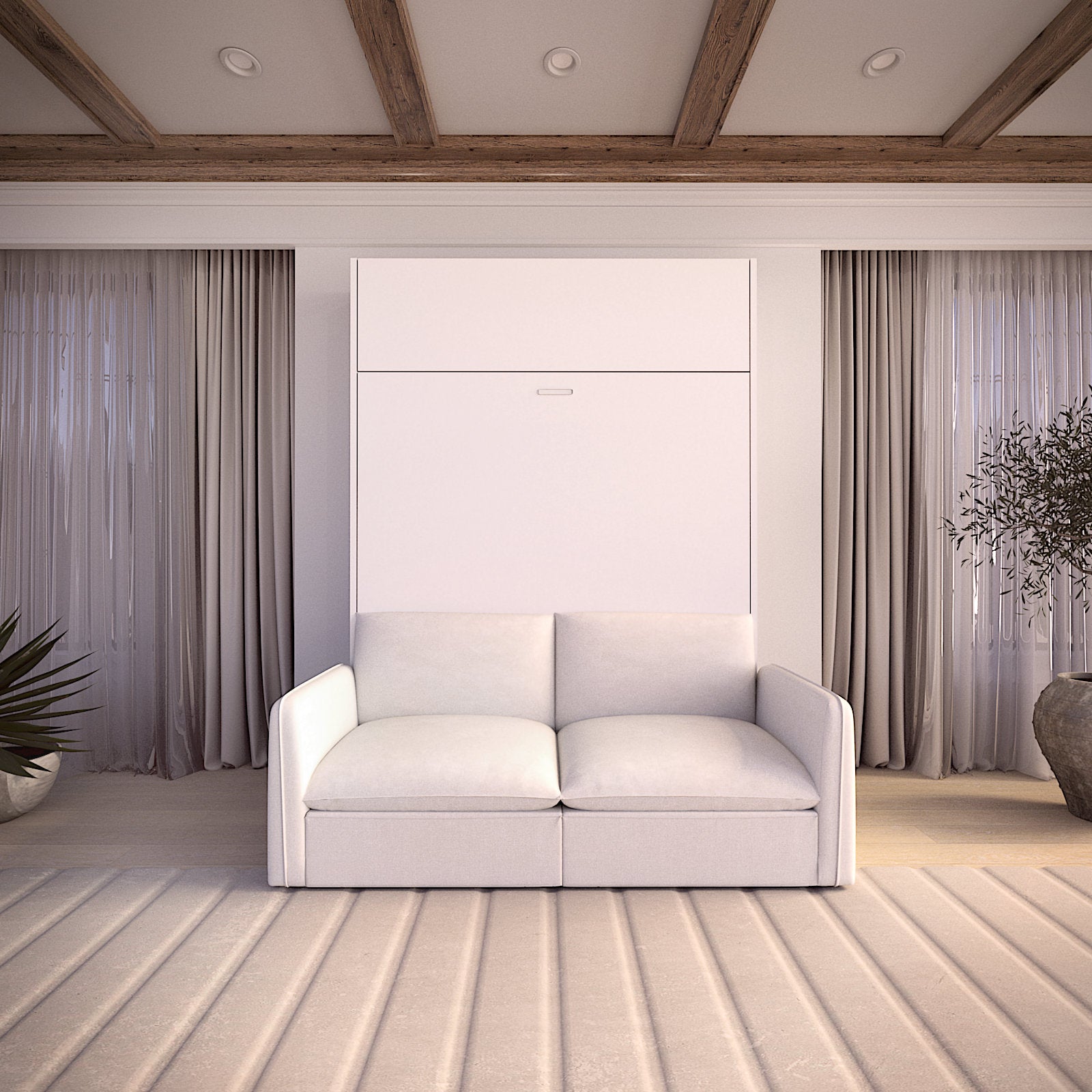 Panel Mosaic 2 seat murphy bed couch in white