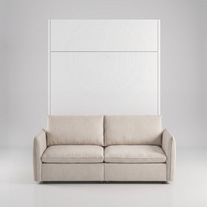 Panel Queen Murphy Bed over stylish sofa | Opal White - Champagne