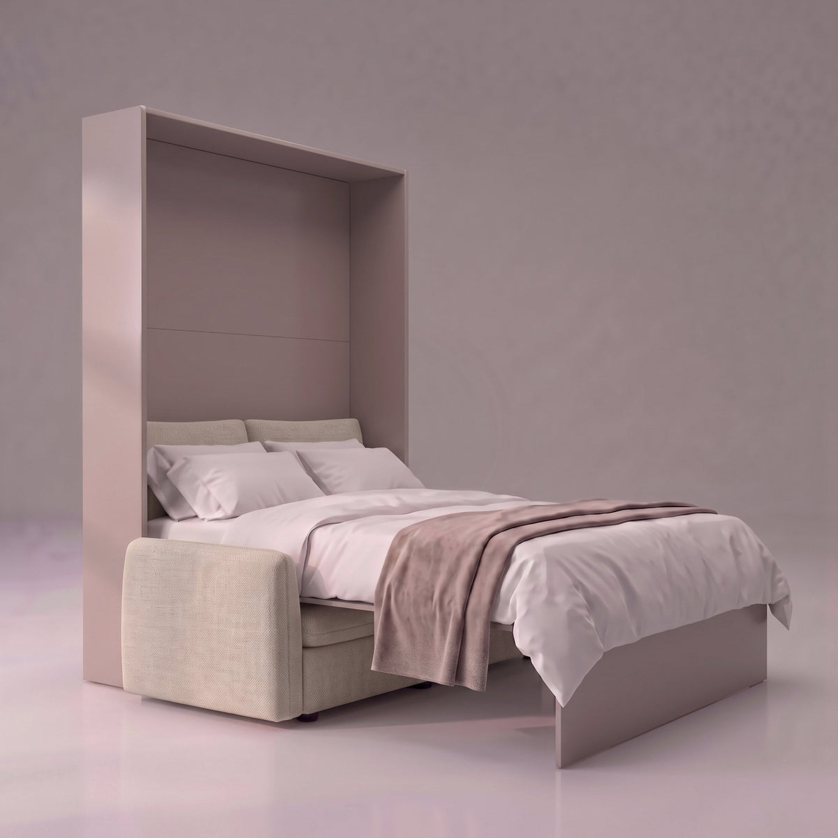 Panel Queen murphy bed folded sofa | Dune - Champagne