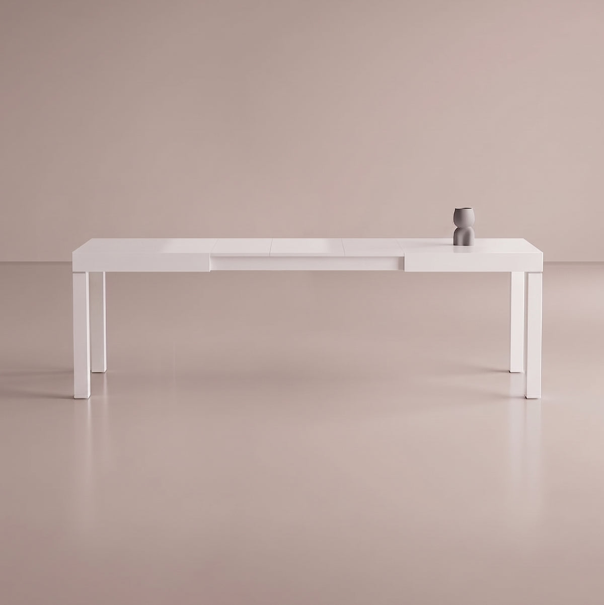 Pillar table with 3 extensions inserted to for maximum kitchen dinner size - glossy white