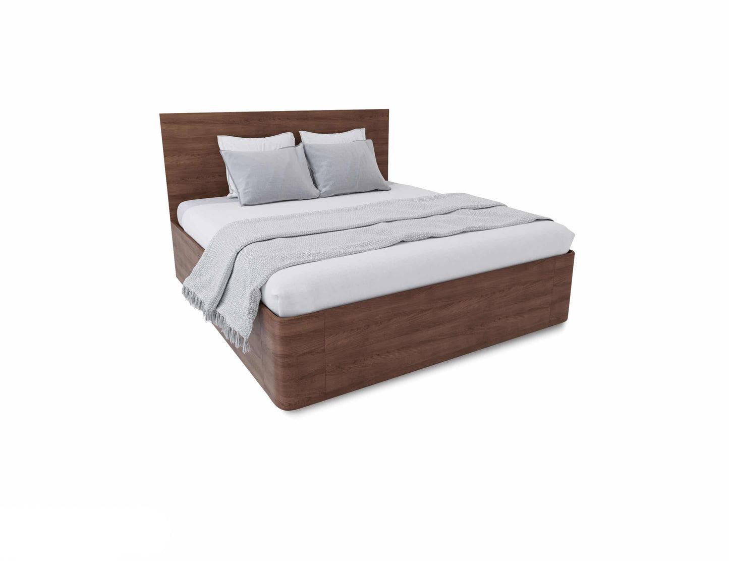 Pratico-King-Lift-storage-bed-in-walnut-wood-curved