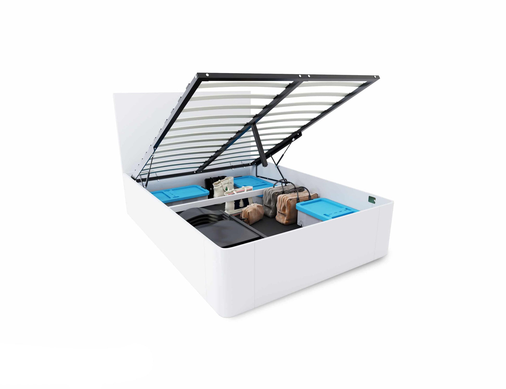 Pratico-White-Storage-lift-bed-opened-up