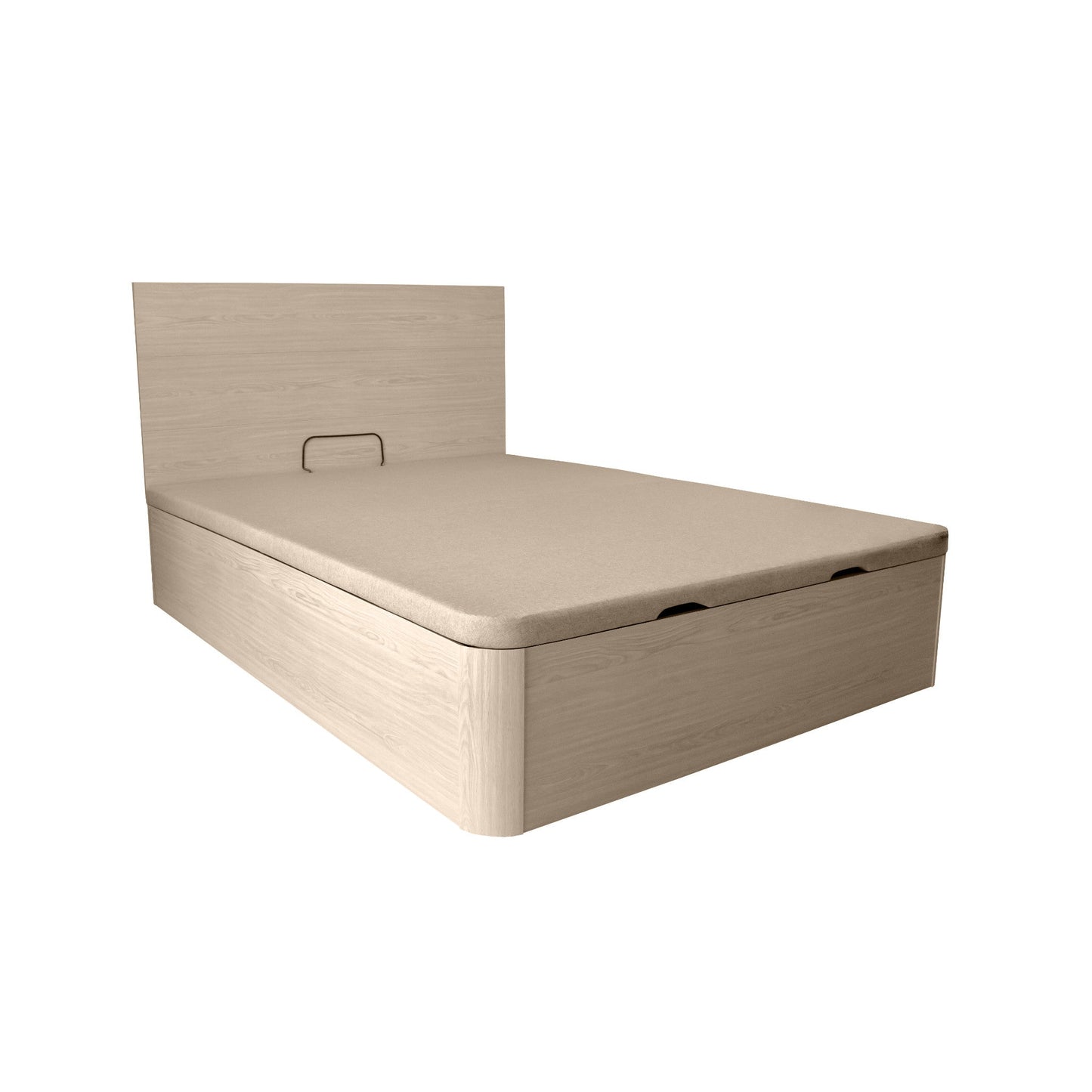 Queen Platform Lift storage bed in light Roble light wood panel