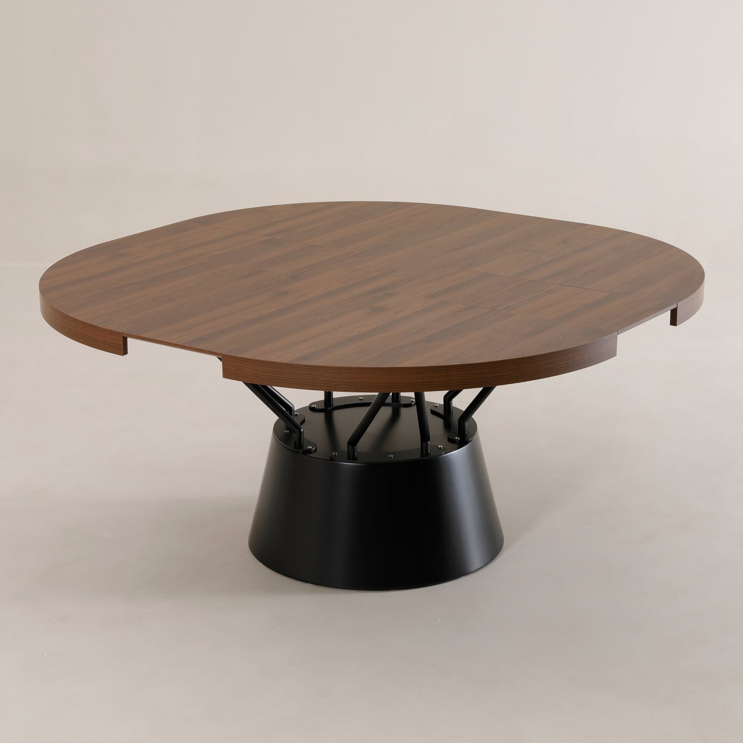Radial circular expanded pedestal table | Chocolate Walnut