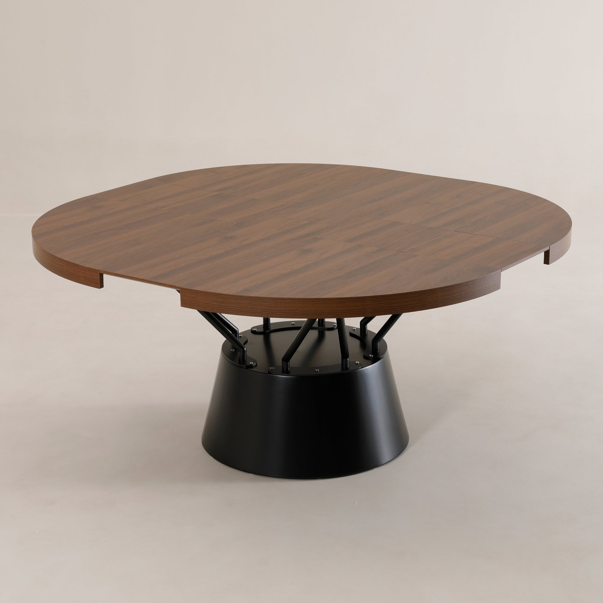Radial circular expanded pedestal table | Chocolate Walnut