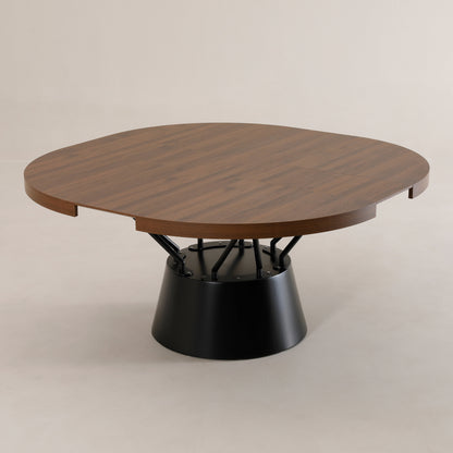 Radial circular expanded pedestal table | Chocolate Walnut
