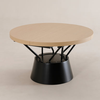Radial circular extending pedestal table | Champagne ash