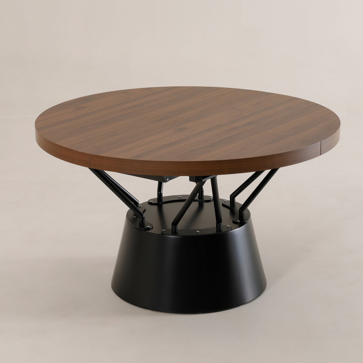 Radial circular extending pedestal table | Chocolate Walnut