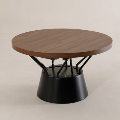 Radial circular extending pedestal table | Chocolate Walnut