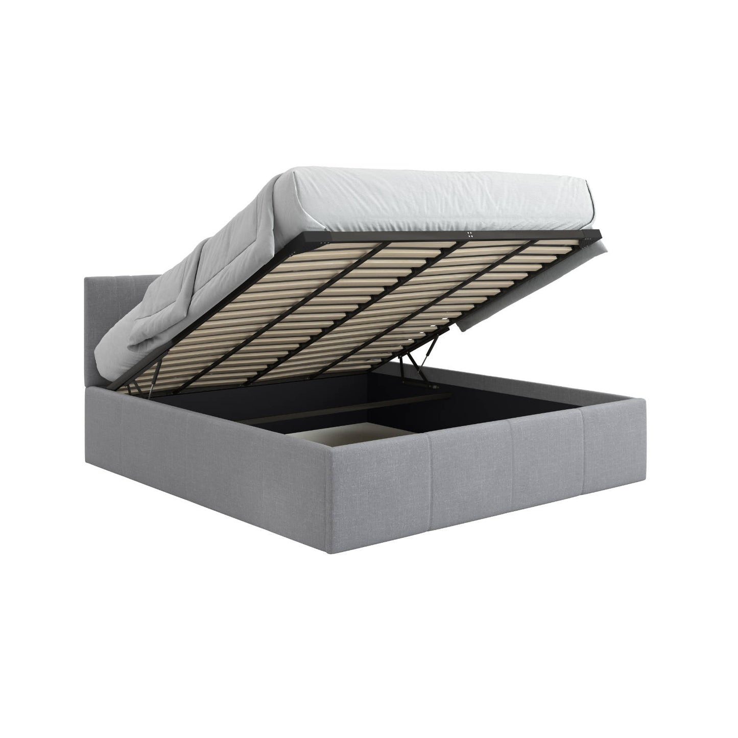 Reveal King under storage bed with deep extra large storage and king mattress on top