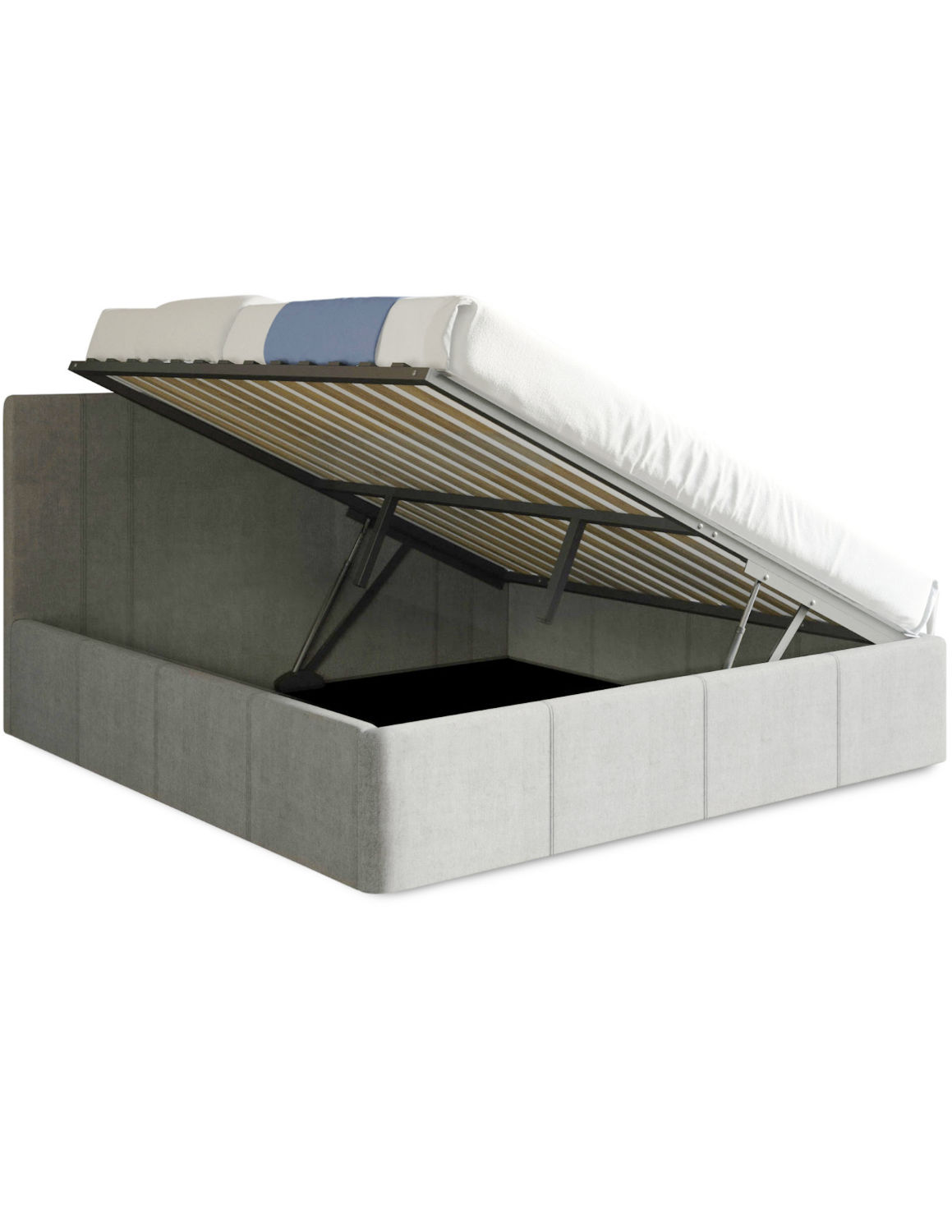 Reveal Queen lift storage bed in new light grey fabric