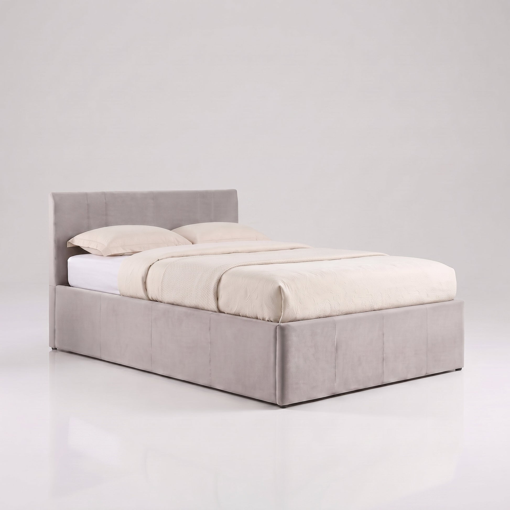 Reveal Queen size lift storage bed closed | Light Elephant grey