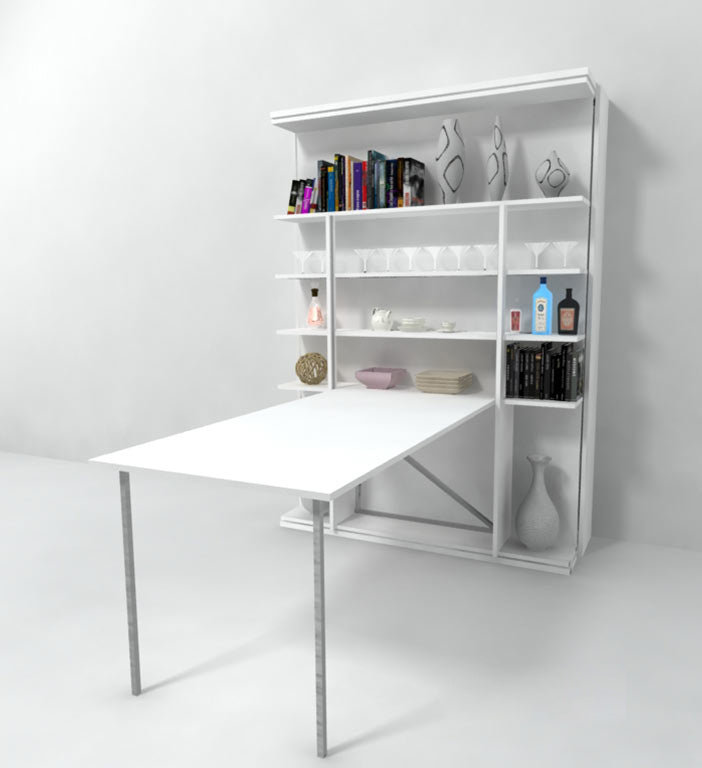 Revolving-italian-wall-bed-with-table-desk