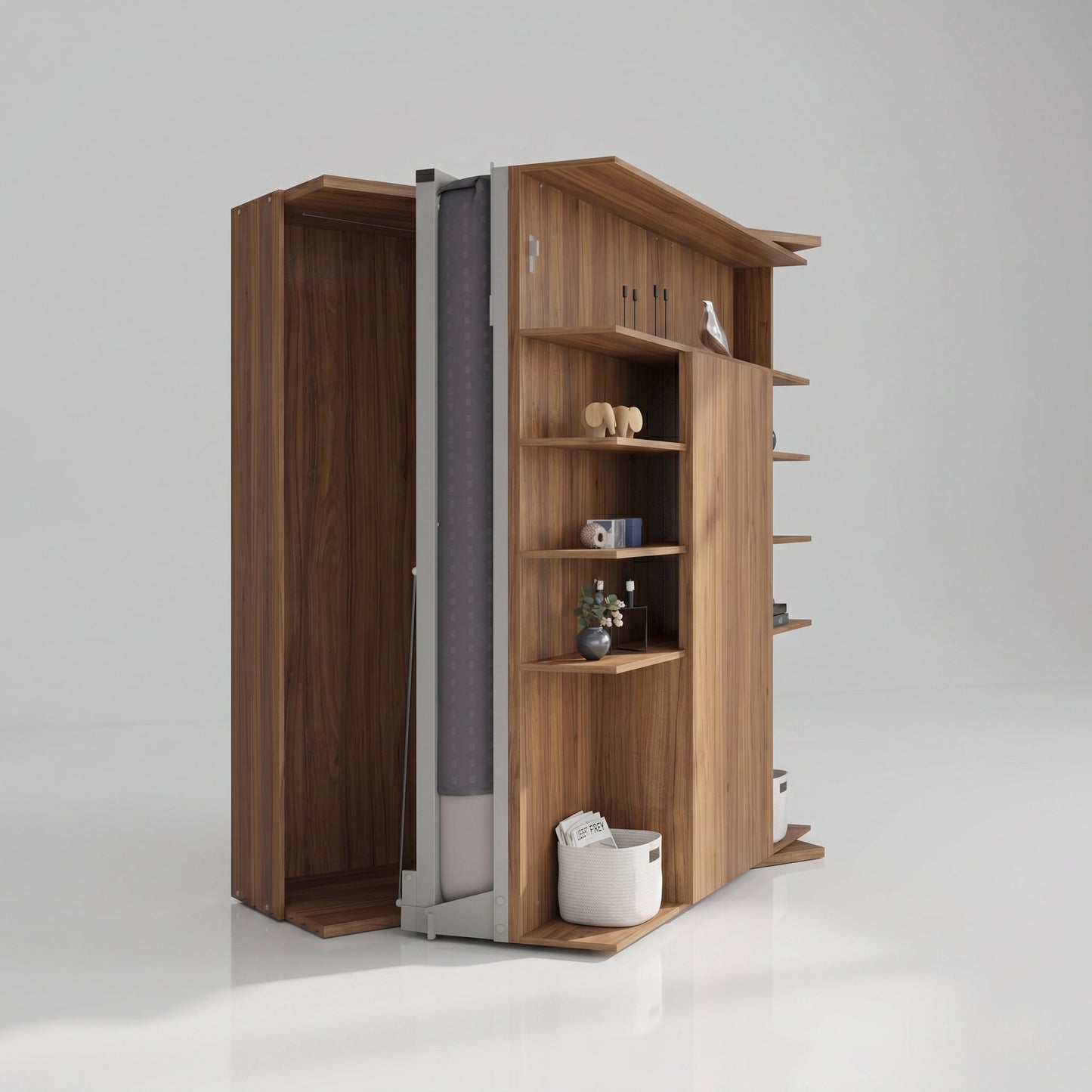 LMG Rotating Murphy Bed with Sliding Table | Noce - Walnut