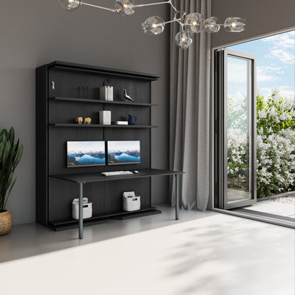 Rotating Murphy Bed Office with Folding Desk and computer monitors | Rovere Carbone