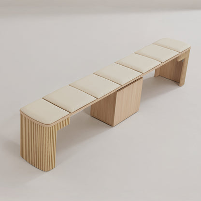 Scatola Curve in soft oak wood expanded as larger bench